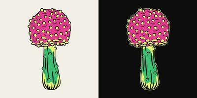 Fantasy magic mushroom amanita. Bright unusual fungus. Good for groovy, hippie, mystical style vector