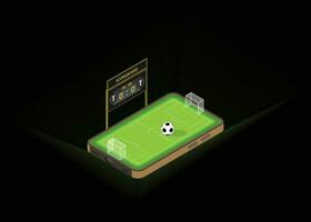 Isometric Football playground in Mobile Concept Illustration vector