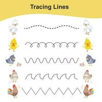 Tracing Lines Game Insects Edition. Educational worksheet. Worksheet activity for preschool kids. Preschool Education. Vector illustration.