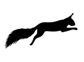 Vector hand drawn jumping squirrel silhouette