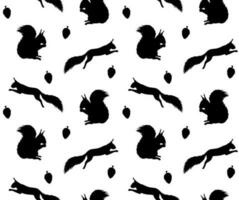 Seamless pattern of hand drawn squirrel silhouette vector