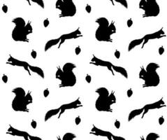 Seamless pattern of hand drawn squirrel silhouette vector