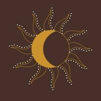 sun and moon in boho style vector