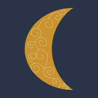 crescent with curved ornament vector