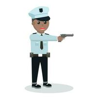 policía africano con pistola diseño personaje en blanco antecedentes vector