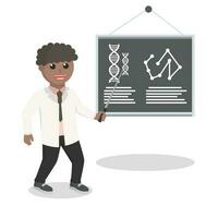 scientists african give explain design character on white background vector