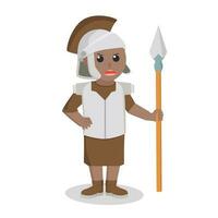 gladiador africano utilizar lanza diseño personaje en blanco antecedentes vector