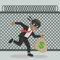 bsuinessman african thief stole money design character on white background vector