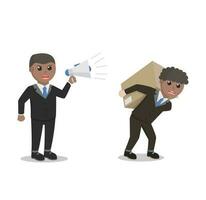 businessman african forced to work hard design character on white background vector