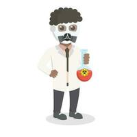 scientists african holding hazardous tube design character on white background vector