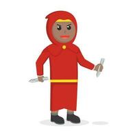 red monk african holding double stack design character on white background vector