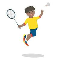 badminton player african smash design character on white background vector