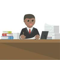 businessman african too tired to work design character on white background vector