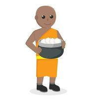 monk african holding meat bun design character on white background vector