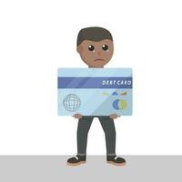 empresario africano peso deuda tarjeta diseño personaje en blanco antecedentes vector