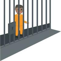 prisionero africano en el cárcel diseño personaje en blanco antecedentes vector