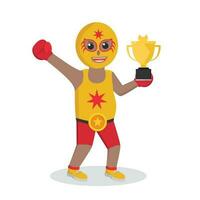 lucha libre african winner champion design character on white background vector