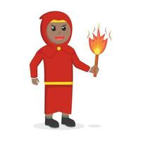 red monk african holding torch light design character on white background vector