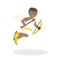 Cupid african holding arrows and bows design character on white background vector