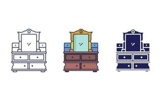 dressing table retro vector icon