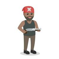 Gangster african With Shotgun design character on white background vector