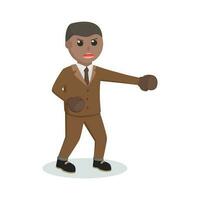 empresario africano boxeo diseño personaje en blanco antecedentes vector