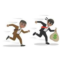 bsuinessman african chasing a thief design character on white background vector