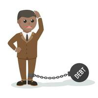 businessman african chained to his debt design character on white background vector