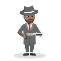 crime boss African holding a shotgun design character on white background vector