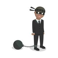 bsuinessman african thief and prisoner chain ball design character on white background vector