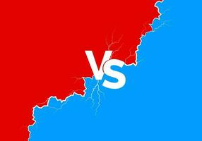 White text VS with lightning on red and blue background. Versus battle. Vector illustration