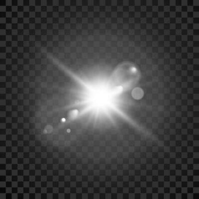 Star burst. Transparent glow light effect. Star burst. Bright flash with lens effect. Vector