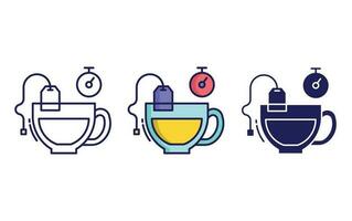 té taza con bolso vector icono