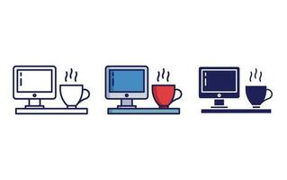 computer moniter with tea vector icon