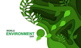 mundo ambiente día - verde rama y hojas antecedentes vector diseño