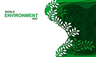 World environment day Paper art of green nature Ecology and environment conservation concept.Vector illustration. vector