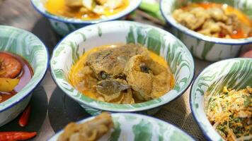 Curry and fish cake, malaysian food, selective focus photo