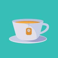 taza con té y vapor en un estilo plano vector