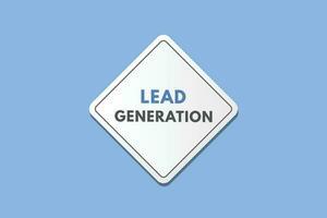 Lead Generation text Button. Lead Generation Sign Icon Label Sticker Web Buttons vector