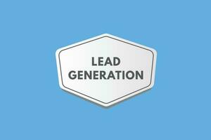 Lead Generation text Button. Lead Generation Sign Icon Label Sticker Web Buttons vector