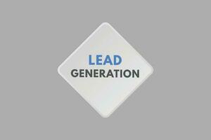 Lead Generation text Button. Lead Generation Sign Icon Label Sticker Web Buttons vector