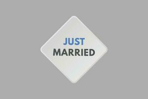 Just Married text Button. Just Married Sign Icon Label Sticker Web Buttons vector