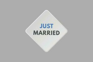 Just Married text Button. Just Married Sign Icon Label Sticker Web Buttons vector