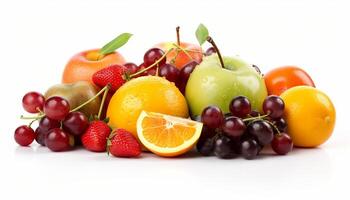 Fresh fruits isolated on white background. photo