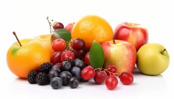 Fresh fruits isolated on white background. photo