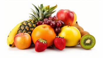 Fresh fruits isolated on white background. photo