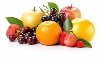 Fresh fruits isolated on white background. photo