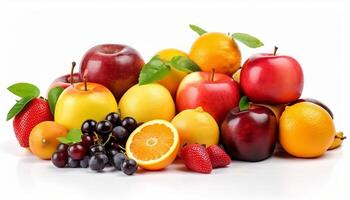 Fresh fruits isolated on white background. photo