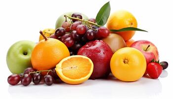 Fresh fruits isolated on white background. photo