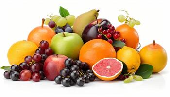 Fresh fruits isolated on white background. photo